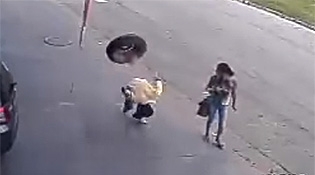 Runaway Tire Knocks Unlucky Man Out Cold